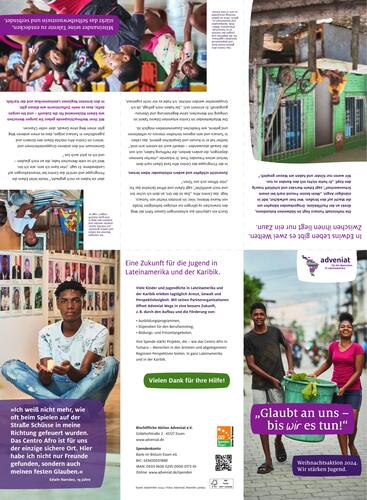 Flyer des Adveniat-Weihnachtsmailings 2024