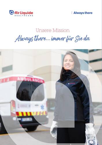 Titelseite der Broschüre „Unsere Mission: Always there … immer für Sie da“
