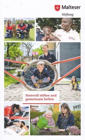 Titelseite der Stiftungsbroschüre „Sinnvoll stiften und gemeinsam helfen“ der Malteser Stiftung