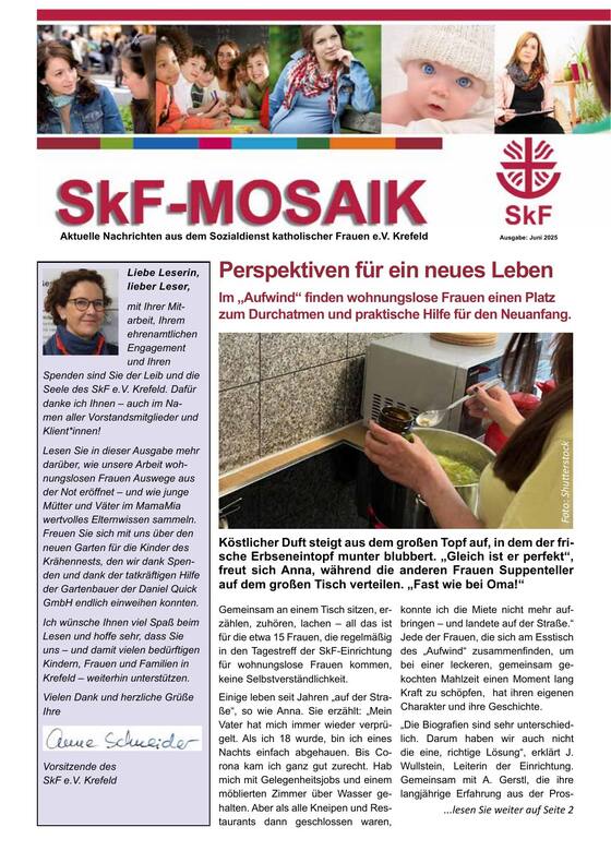Titelseite des Newsletters „SkF-Mosaik“, Ausgabe Juni 2025